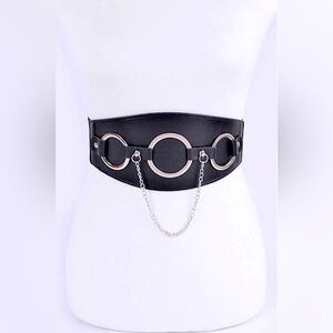 Plus Size Vegan Leather Chain Waist Statement Belt